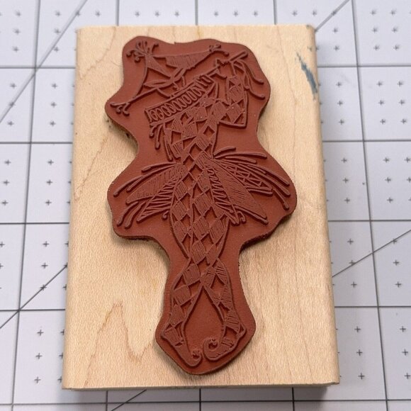 Jester Clown Rubber Stamp JudiKins Flute Playing Harlequin Circus Craft - Picture 2 of 4